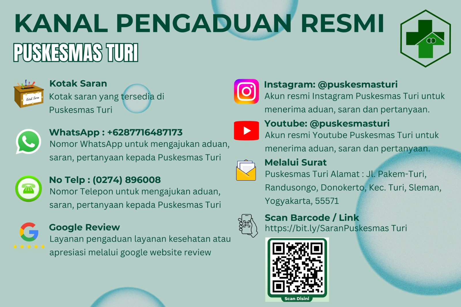 KANAL PENGADUAN RESMI PUSKESMAS TURI