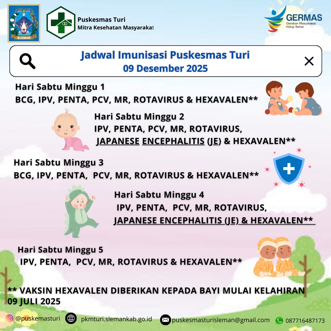 UPDATE JADWAL IMUNISASI DI PUSKESMAS TURI PER 09 JULI 2025